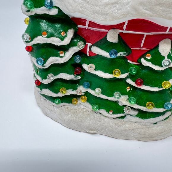 Vintage 80s Hand Painted Ceramic Light Santa House Lamp Christmas Light Kitsch - Picture 5 of 8